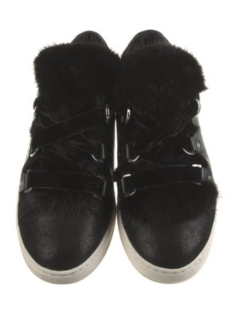 Moncler Leather Fur Trim Sneakers