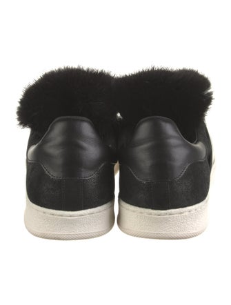 Moncler Leather Fur Trim Sneakers