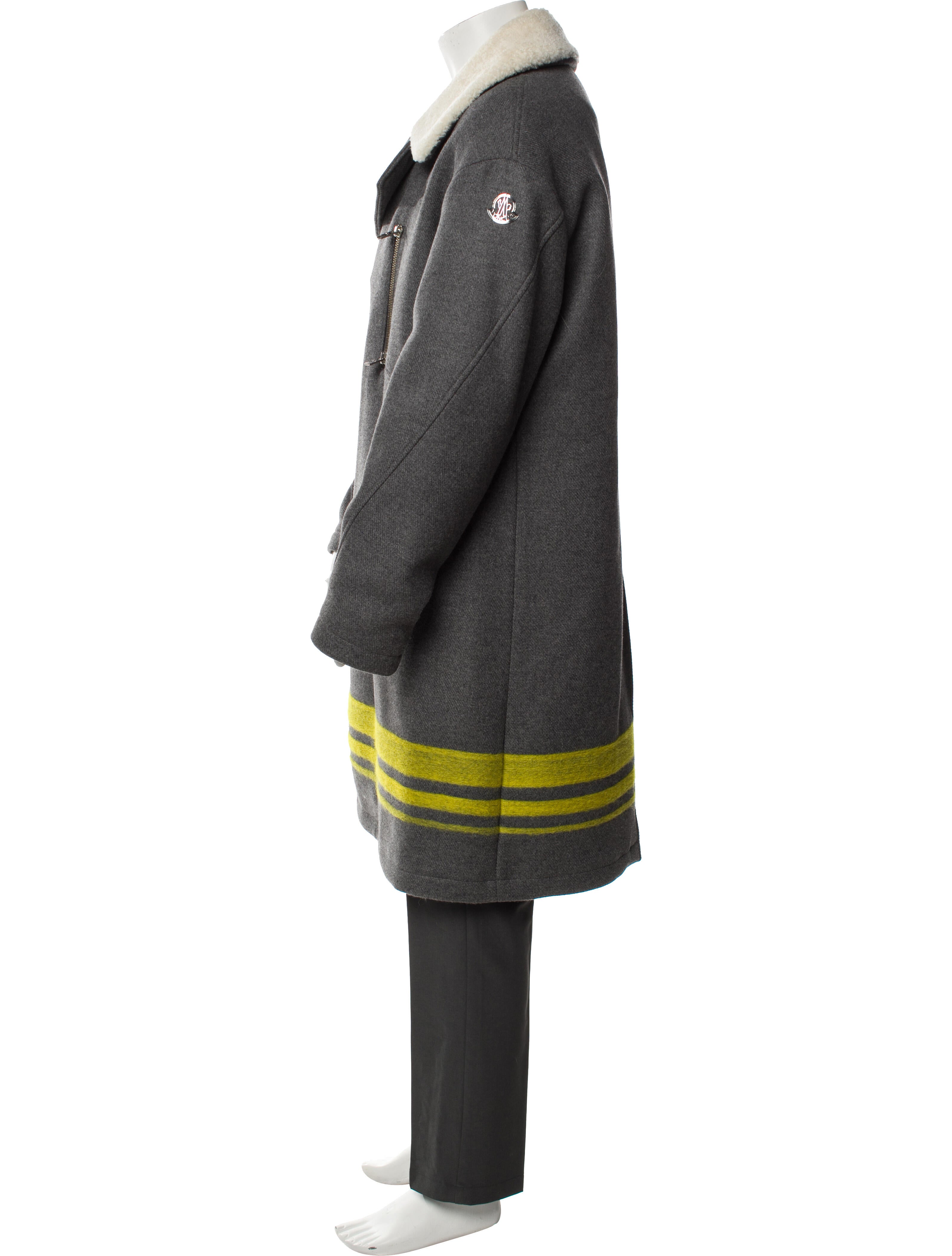 Moncler Gamme Rouge Virgin Wool Striped Trench Coat