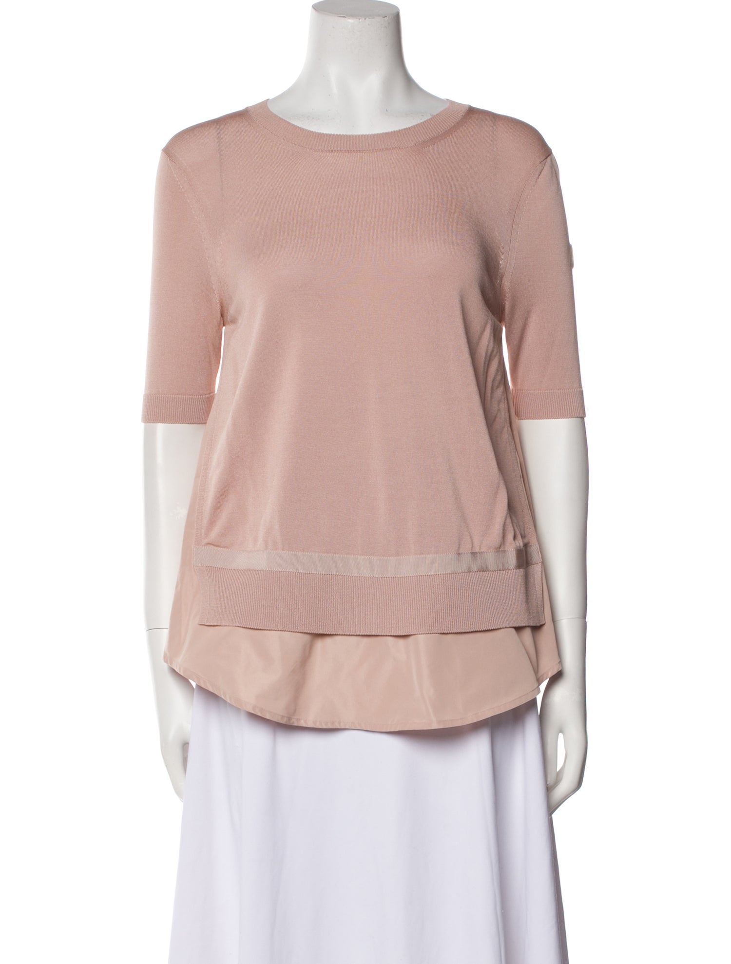 Moncler Scoop Neck Three-Quarter Sleeve Top