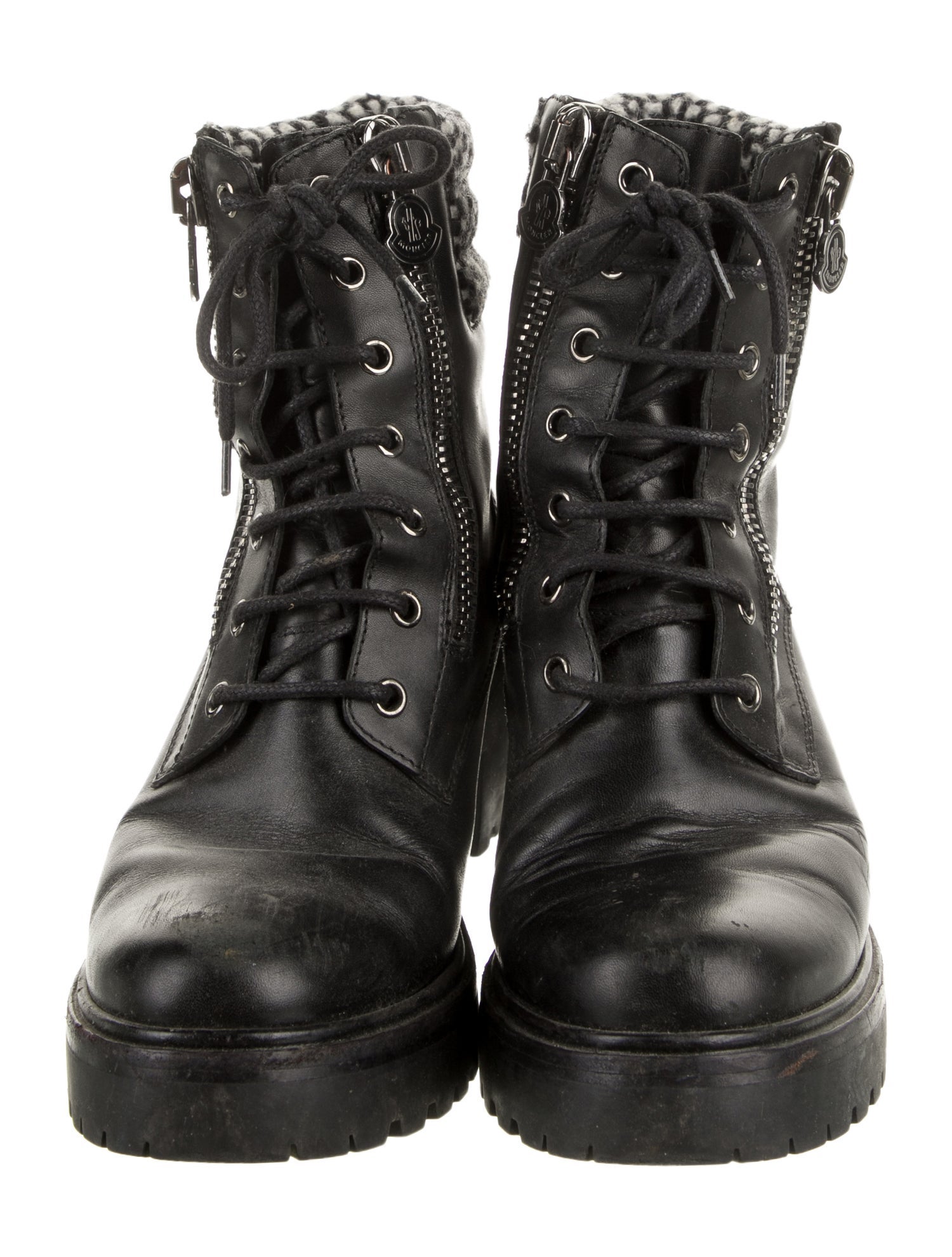 Moncler Leather Printed Combat Boots