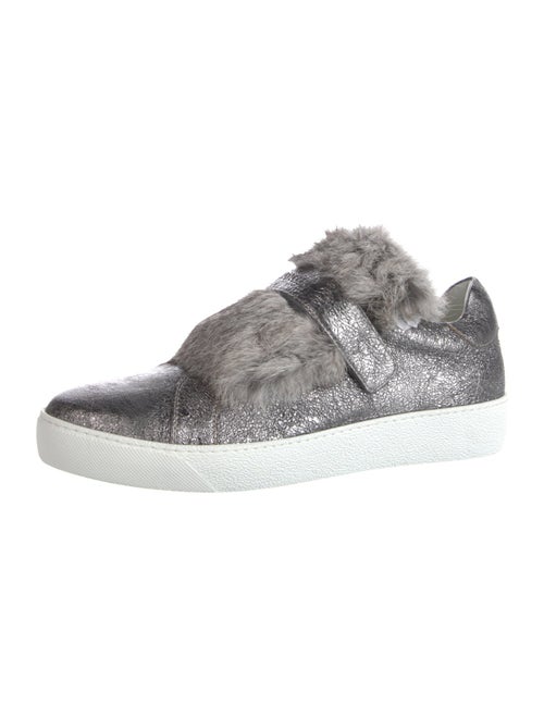 Moncler Leather Fur Trim Sneakers