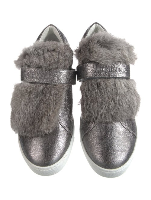 Moncler Leather Fur Trim Sneakers