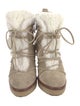 Moncler Suede Fur Trim Lace-Up Boots