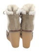 Moncler Suede Fur Trim Lace-Up Boots
