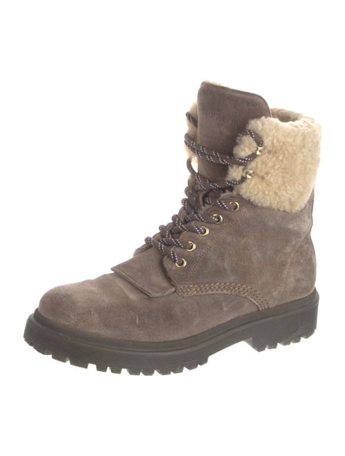 Moncler Suede Fur Trim Combat Boots