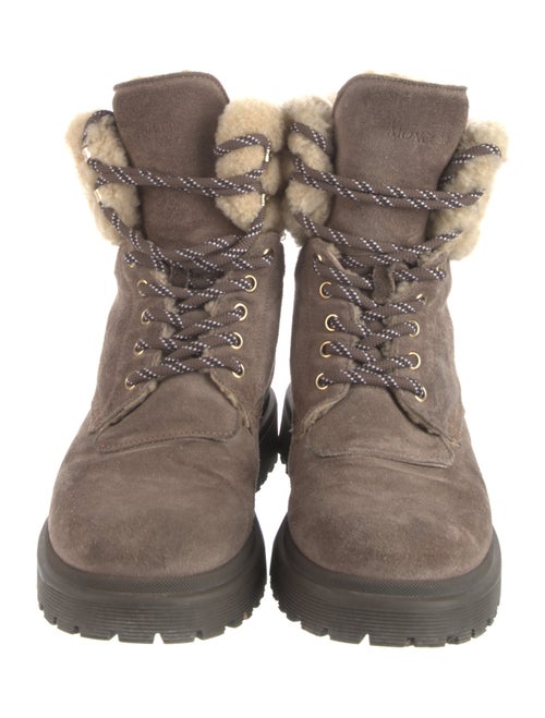 Moncler Suede Fur Trim Combat Boots