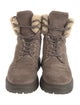 Moncler Suede Fur Trim Combat Boots