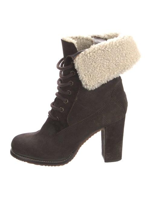 Moncler Suede Fur Trim Lace-Up Boots