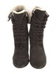 Moncler Suede Fur Trim Lace-Up Boots