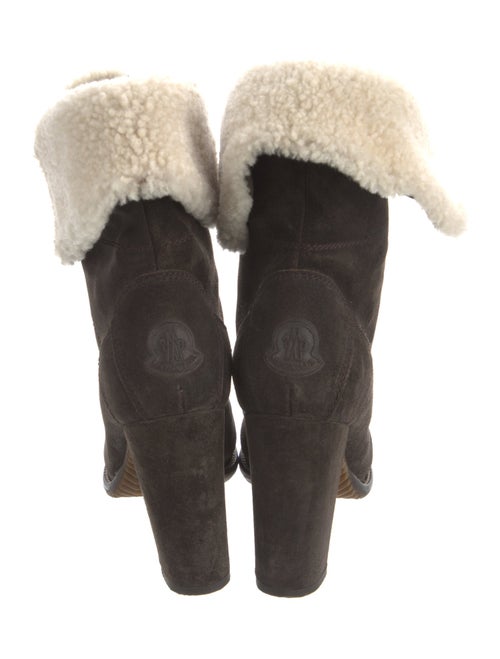 Moncler Suede Fur Trim Lace-Up Boots