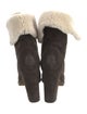 Moncler Suede Fur Trim Lace-Up Boots
