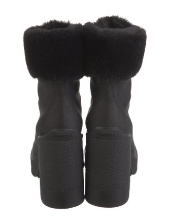 Moncler Suede Faux Fur Trim Lace-Up Boots