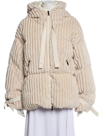Moncler Striped Faux Fur Jacket