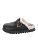 Moncler Leather Fur Trim Mules