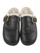 Moncler Leather Fur Trim Mules