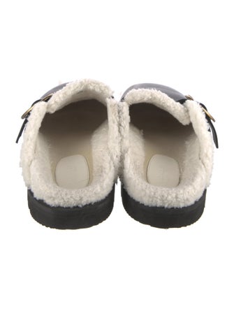 Moncler Leather Fur Trim Mules