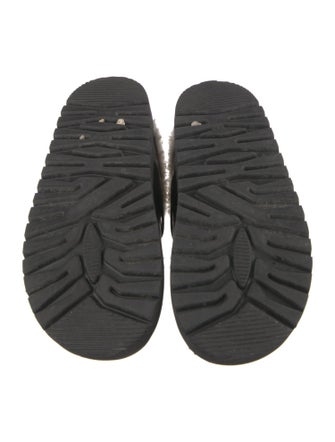 Moncler Leather Fur Trim Mules