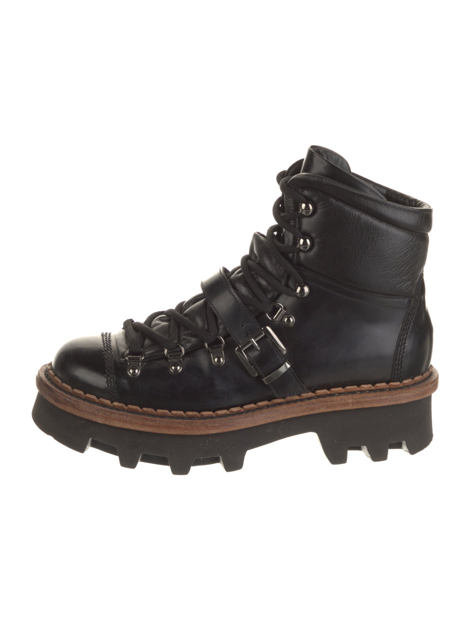 Moncler Leather Printed Combat Boots