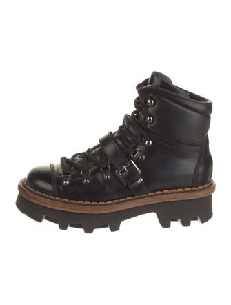 Moncler Leather Printed Combat Boots