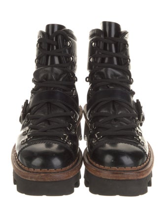 Moncler Leather Printed Combat Boots