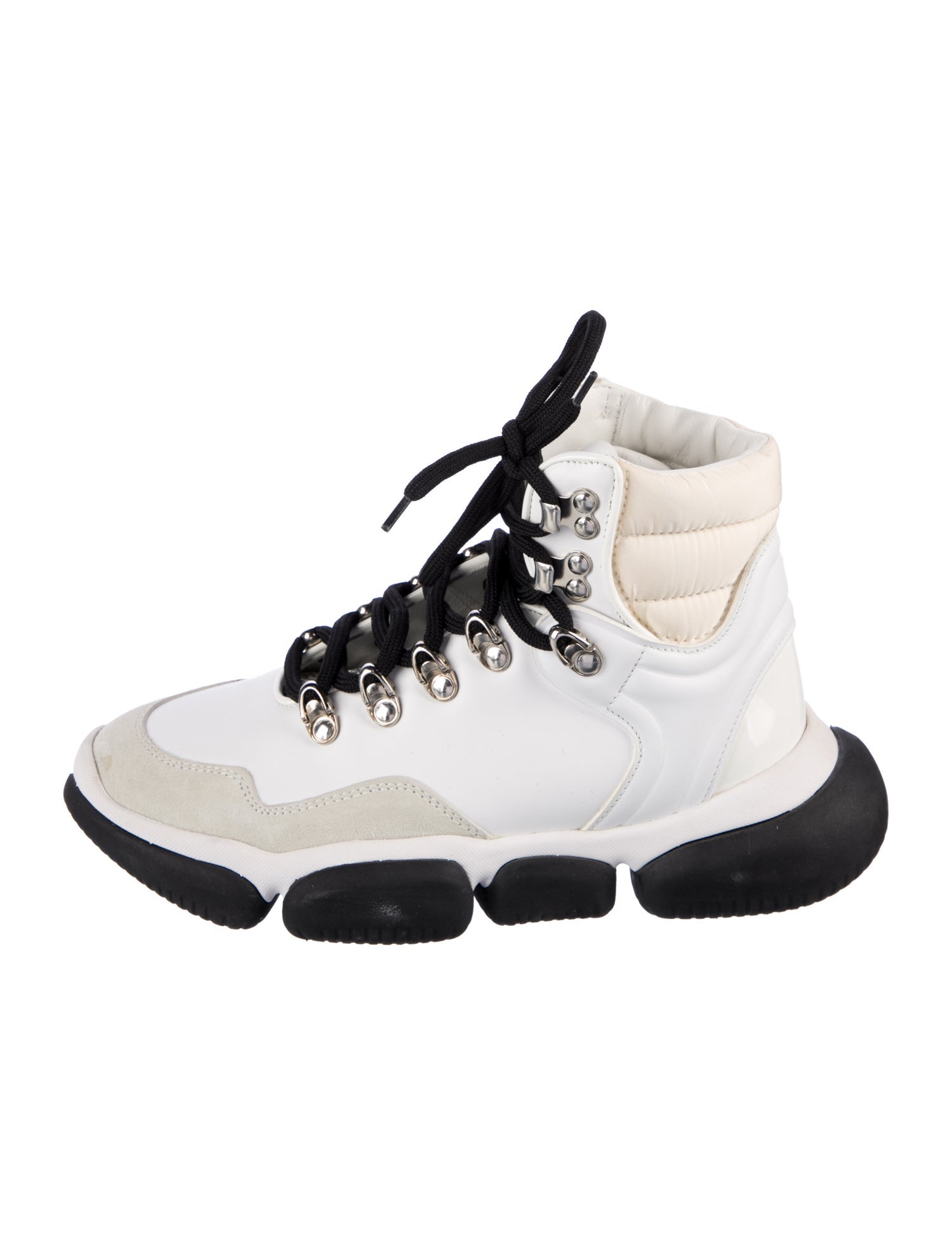 Moncler Leather Colorblock Pattern Wedge Sneakers