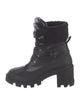 Moncler Leather Faux Fur Trim Lace-Up Boots