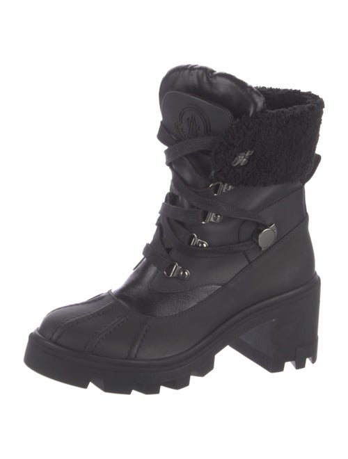 Moncler Leather Faux Fur Trim Lace-Up Boots