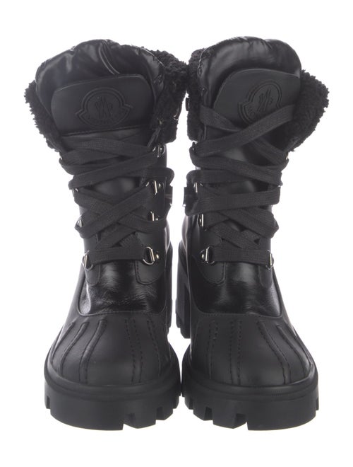 Moncler Leather Faux Fur Trim Lace-Up Boots