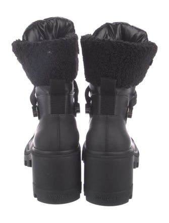 Moncler Leather Faux Fur Trim Lace-Up Boots