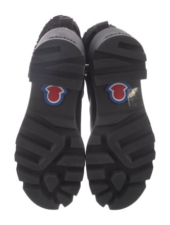 Moncler Leather Faux Fur Trim Lace-Up Boots