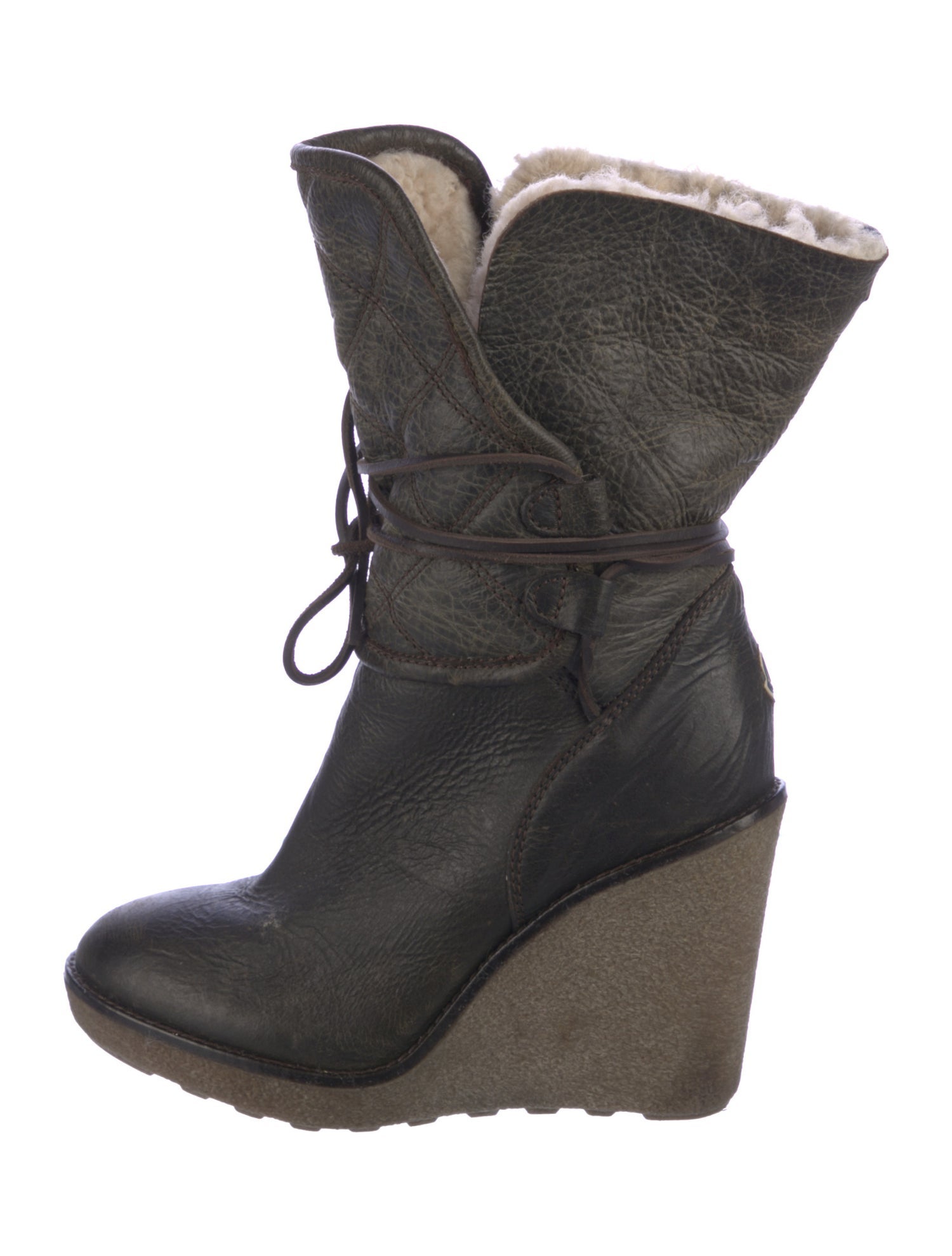 Moncler Leather Colorblock Pattern Lace-Up Boots