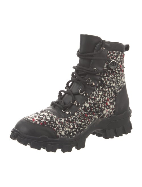 Moncler Tweed Tweed Pattern Combat Boots