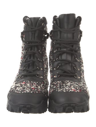 Moncler Tweed Tweed Pattern Combat Boots