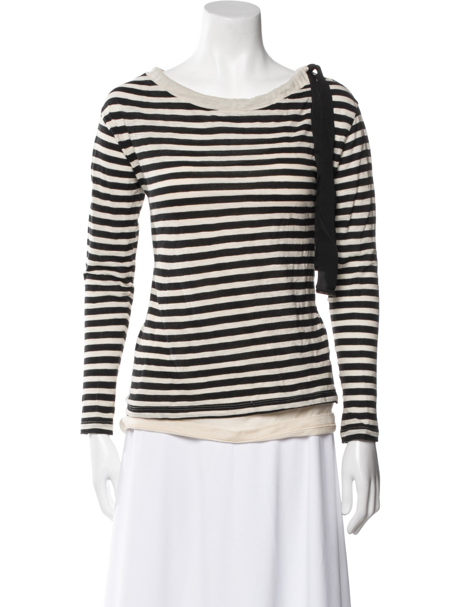 Moncler Striped Bateau Neckline Top