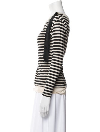 Moncler Striped Bateau Neckline Top