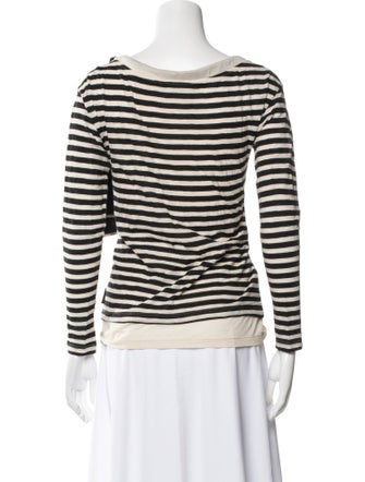 Moncler Striped Bateau Neckline Top