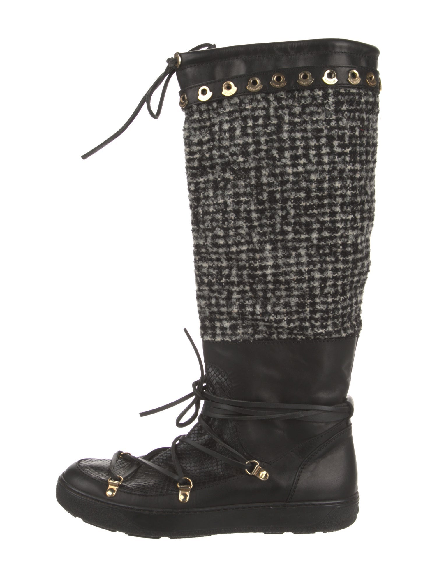 Moncler Tweed Tweed Pattern Lace-Up Boots