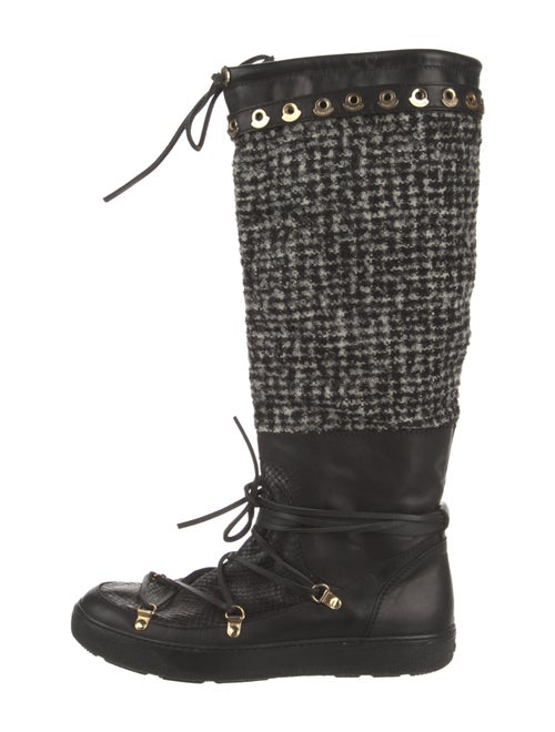 Moncler Tweed Tweed Pattern Lace-Up Boots