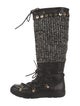 Moncler Tweed Tweed Pattern Lace-Up Boots