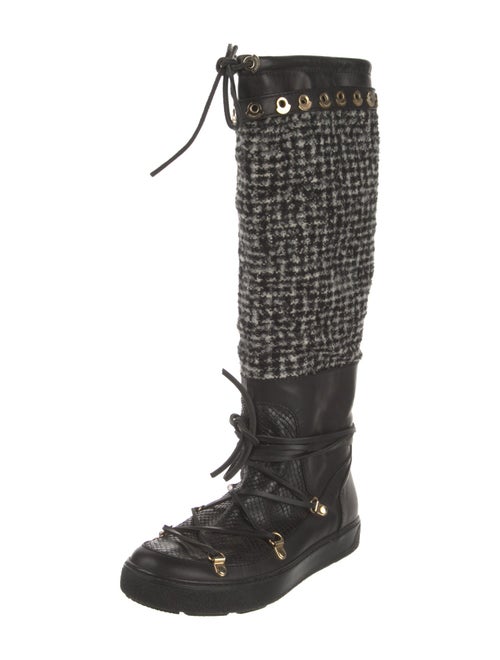 Moncler Tweed Tweed Pattern Lace-Up Boots