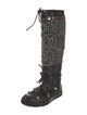 Moncler Tweed Tweed Pattern Lace-Up Boots