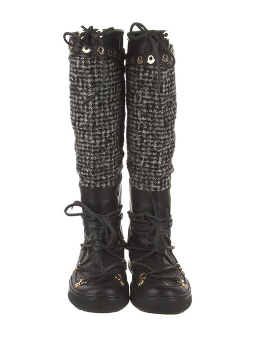 Moncler Tweed Tweed Pattern Lace-Up Boots