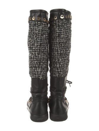 Moncler Tweed Tweed Pattern Lace-Up Boots