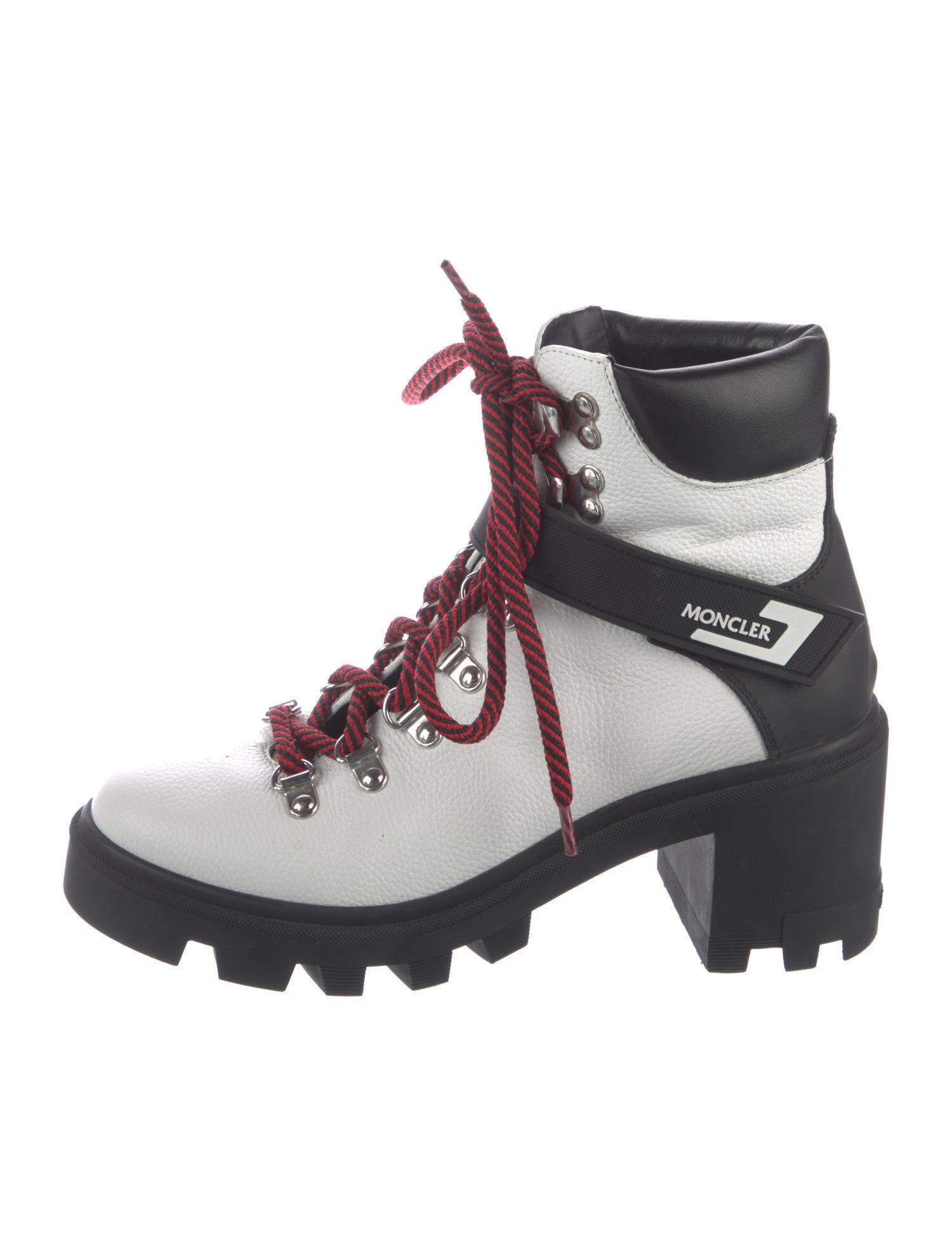Moncler Leather Colorblock Pattern Combat Boots