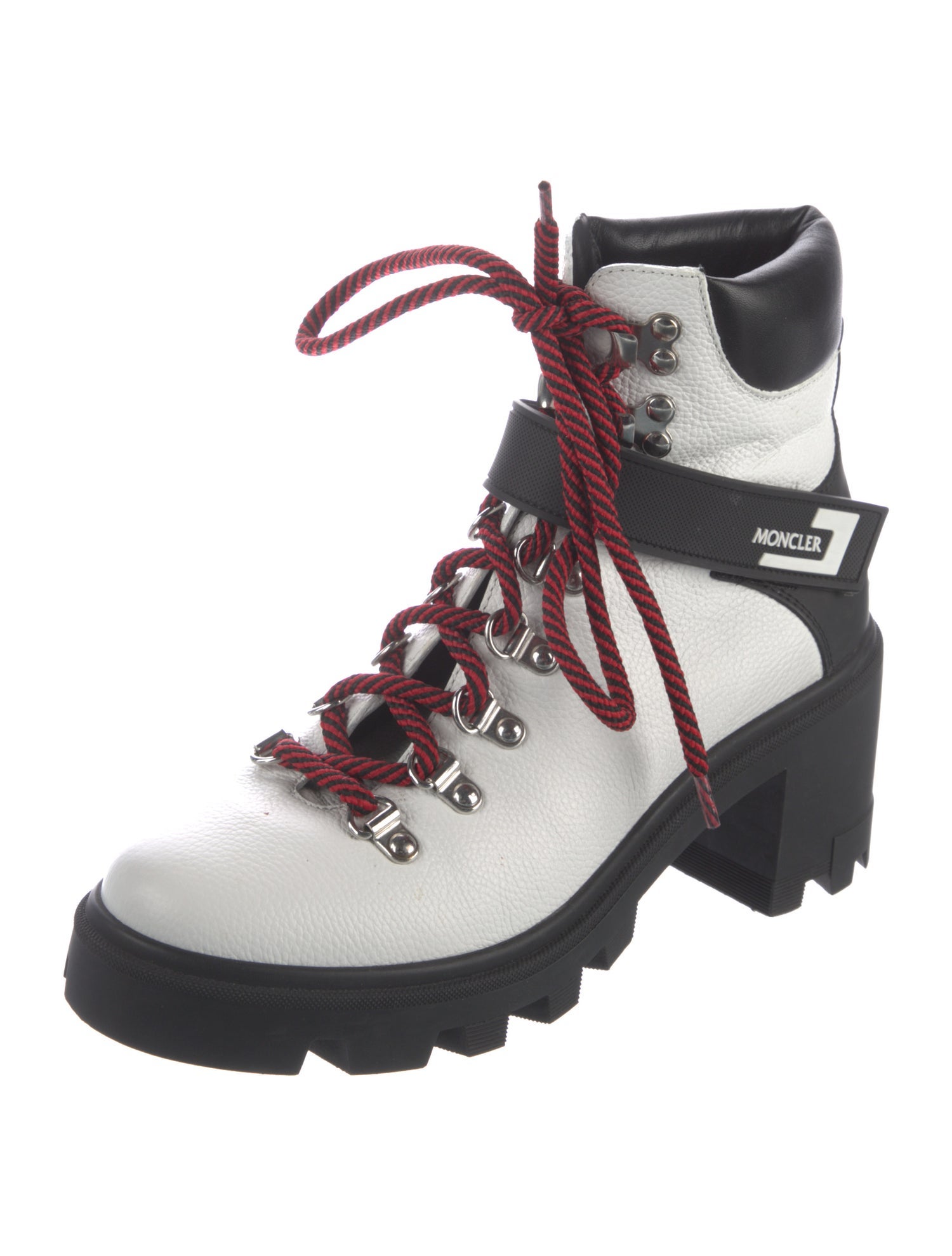 Moncler Leather Colorblock Pattern Combat Boots