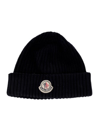 Moncler Blue Knitted Virgin Wool Beanie