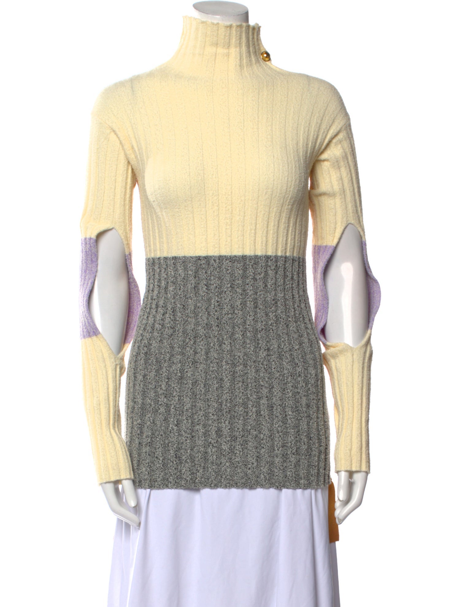 Moncler Colorblock Pattern Mock Neck Sweater