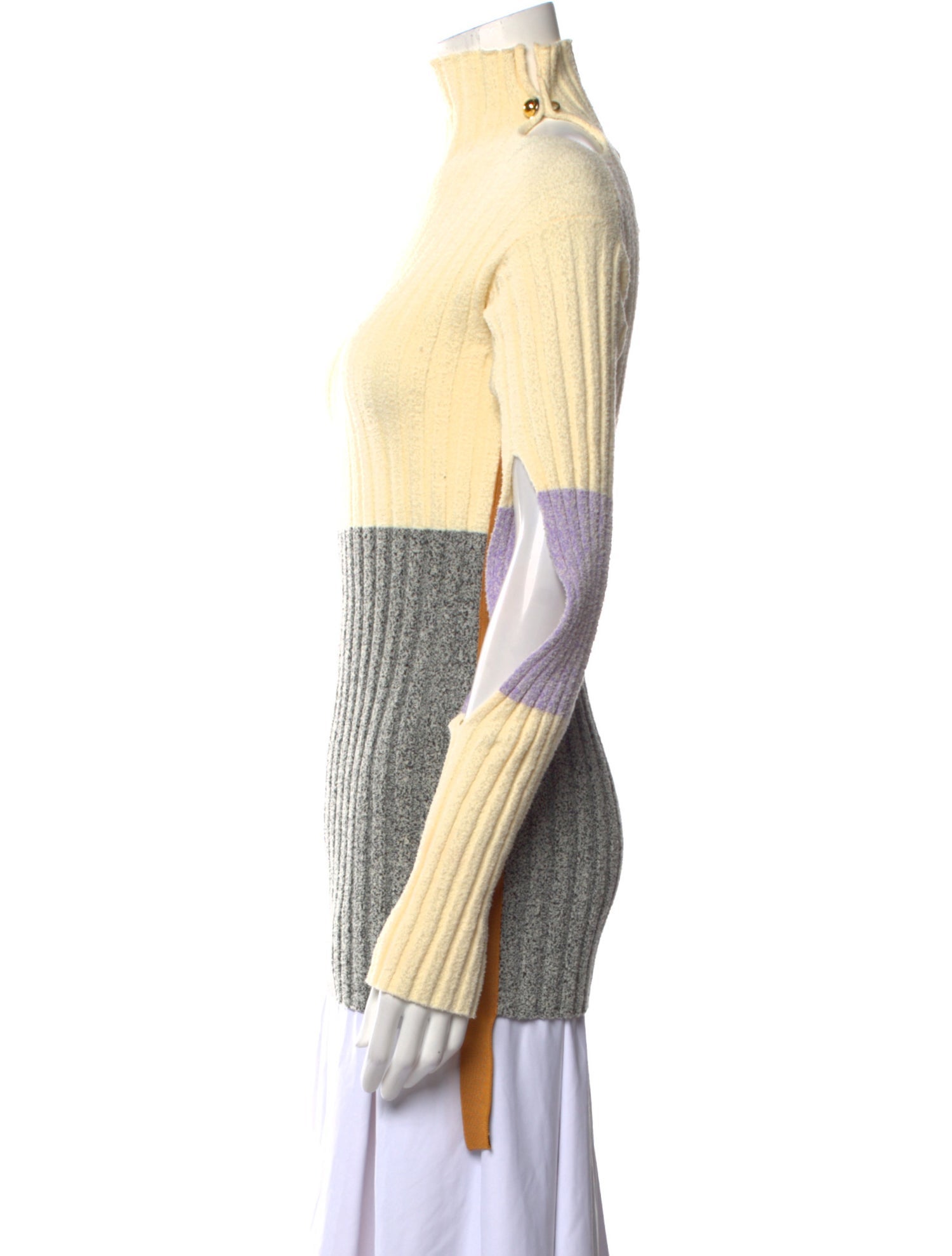 Moncler Colorblock Pattern Mock Neck Sweater