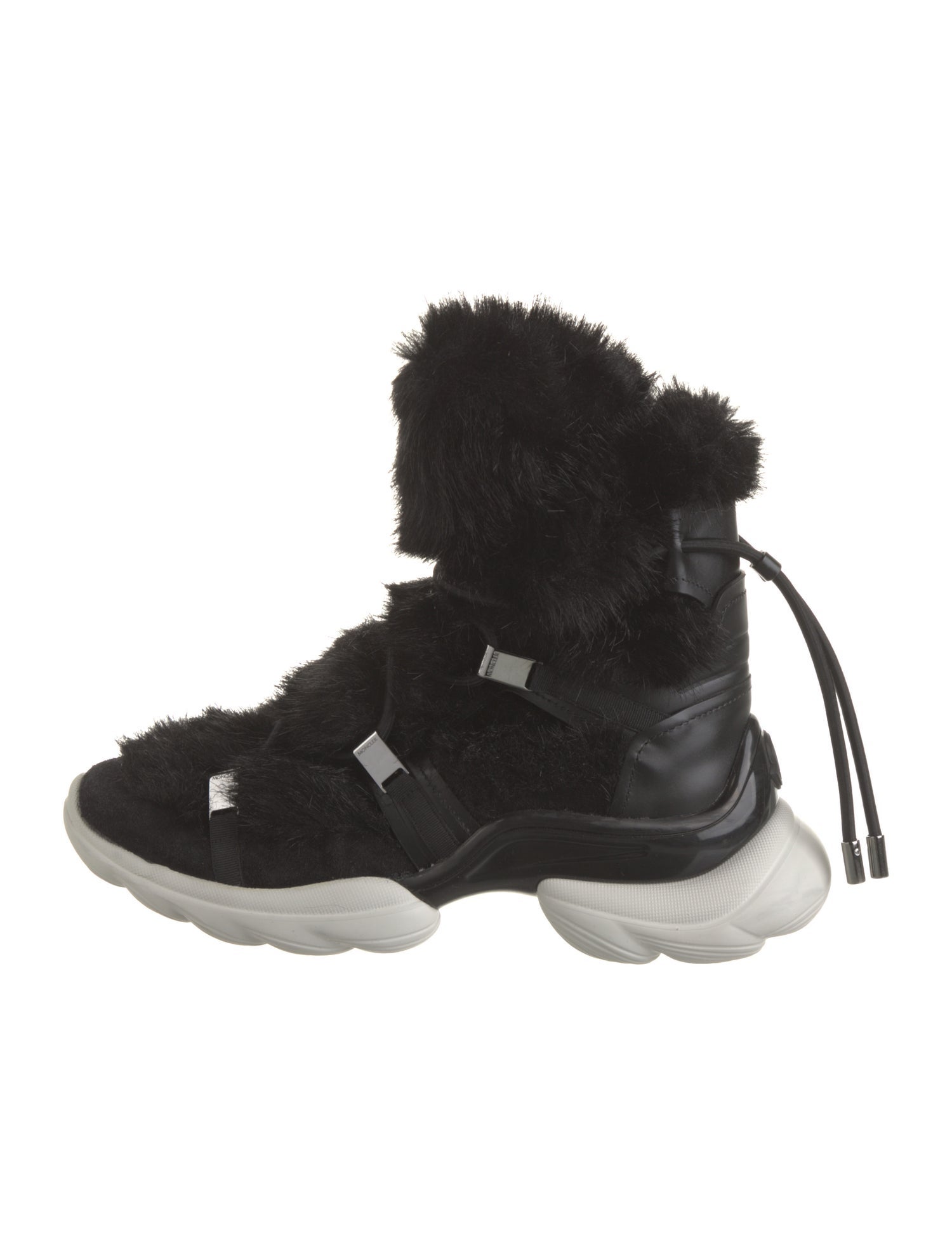 Moncler Ponyhair Colorblock Pattern Lace-Up Boots